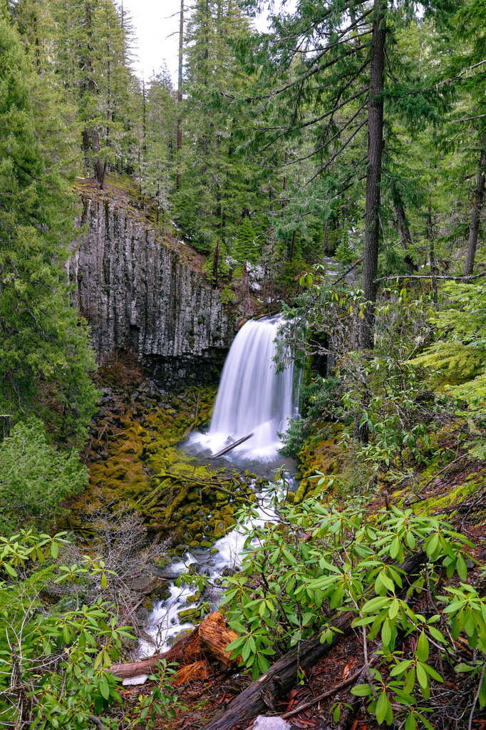 Warm springs falls in Oregon. A long exposure shot of a waterfall.