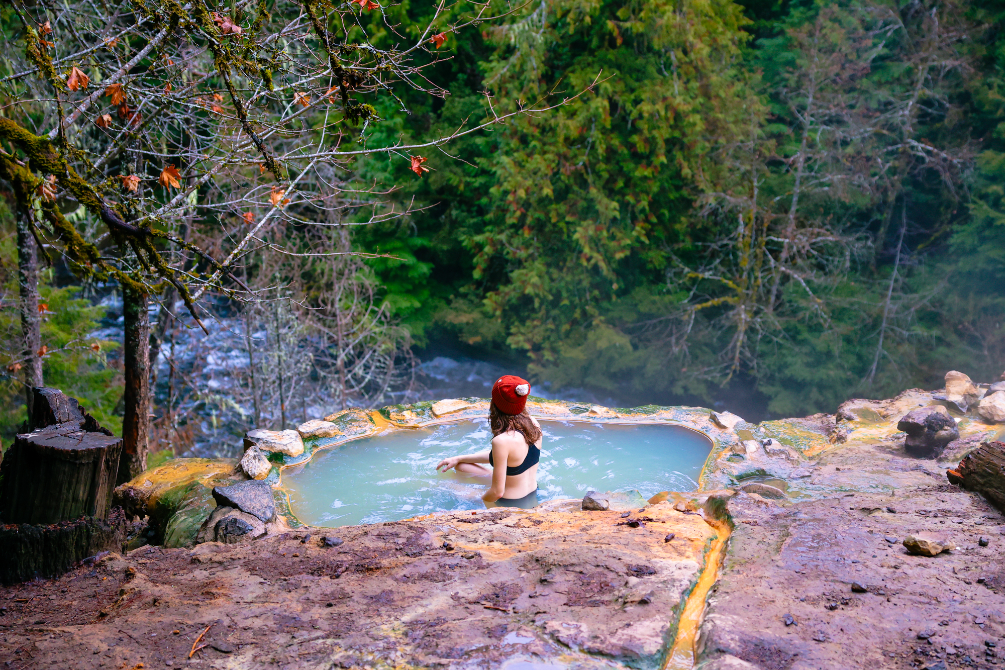 Visiting umpqua hot springs in winter.