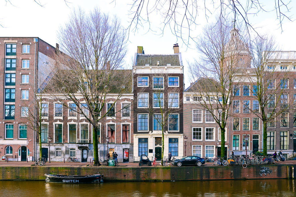 Amsterdam canal in winter.