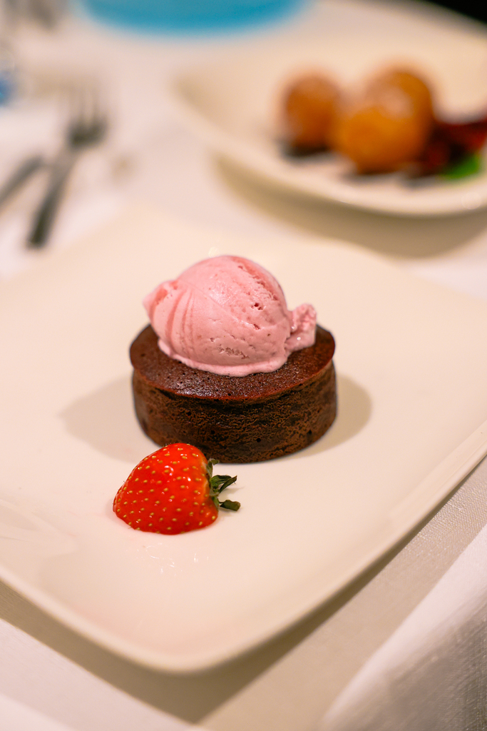 Desert of chocolate cake on a viking river cruise. This was a Christmas river cruise on the Rhine.