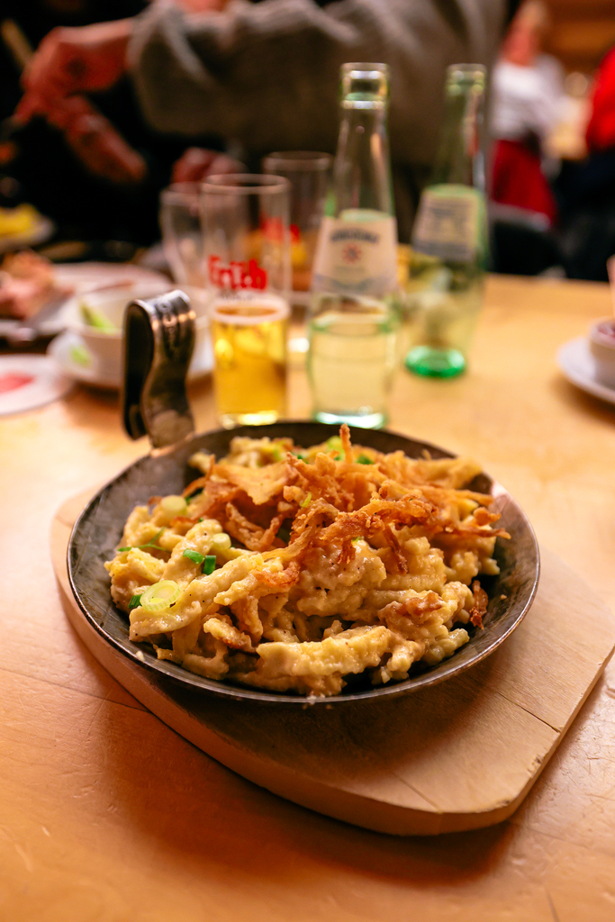 Spaetzle enjoyed on a viking river cruise excursion in Cologne, Germany. This was a Christmas river cruise on the Rhine.