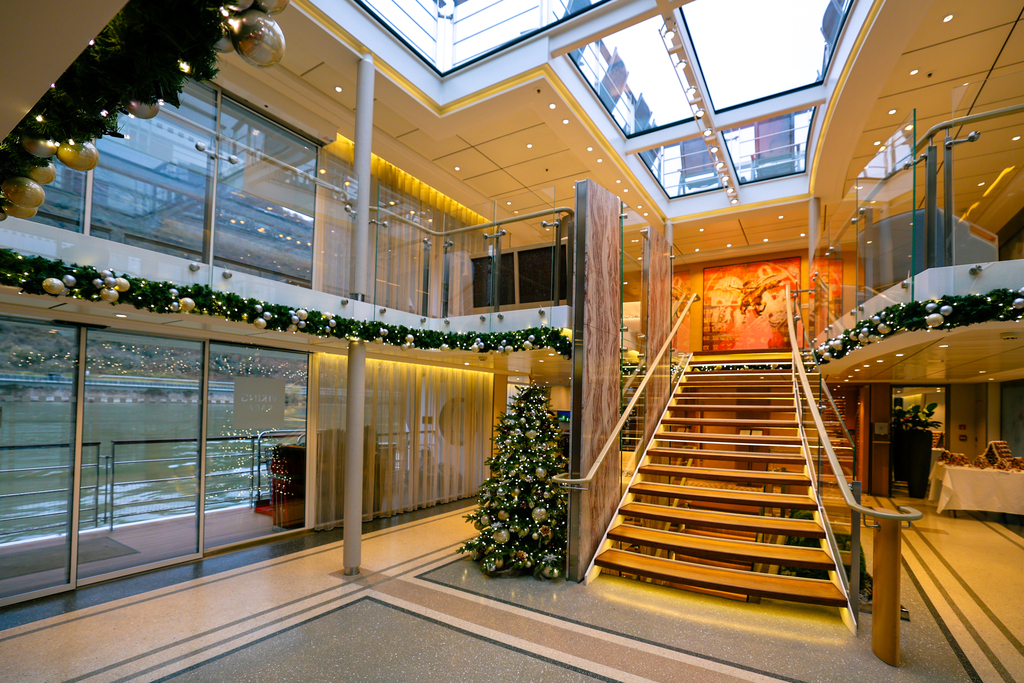 The Viking Kara decorated for viking river cruise. This was a Christmas river cruise on the Rhine. 