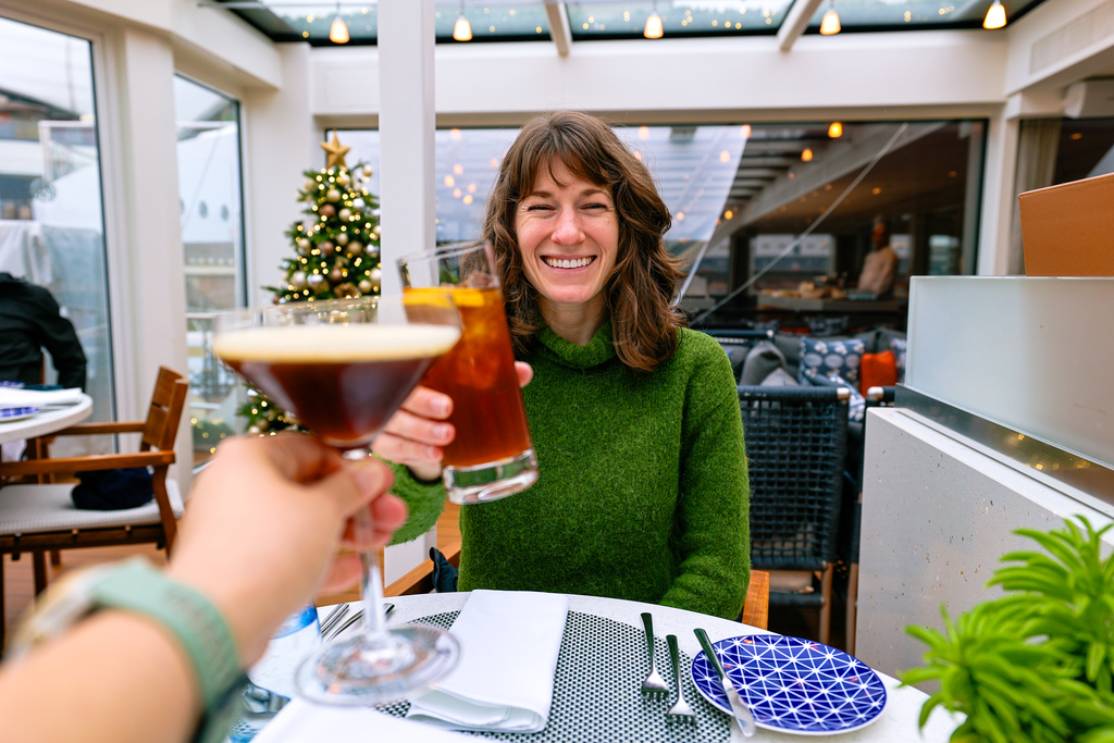 Enjoying lunch onboard a viking christmas market river cruise 