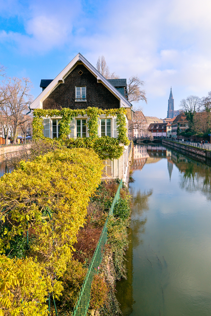 Iconic landmark in Strasbourg, France at Christmas
