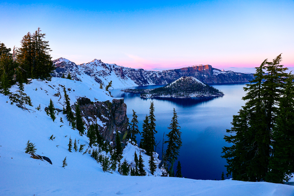Crater Lake National Park in winter