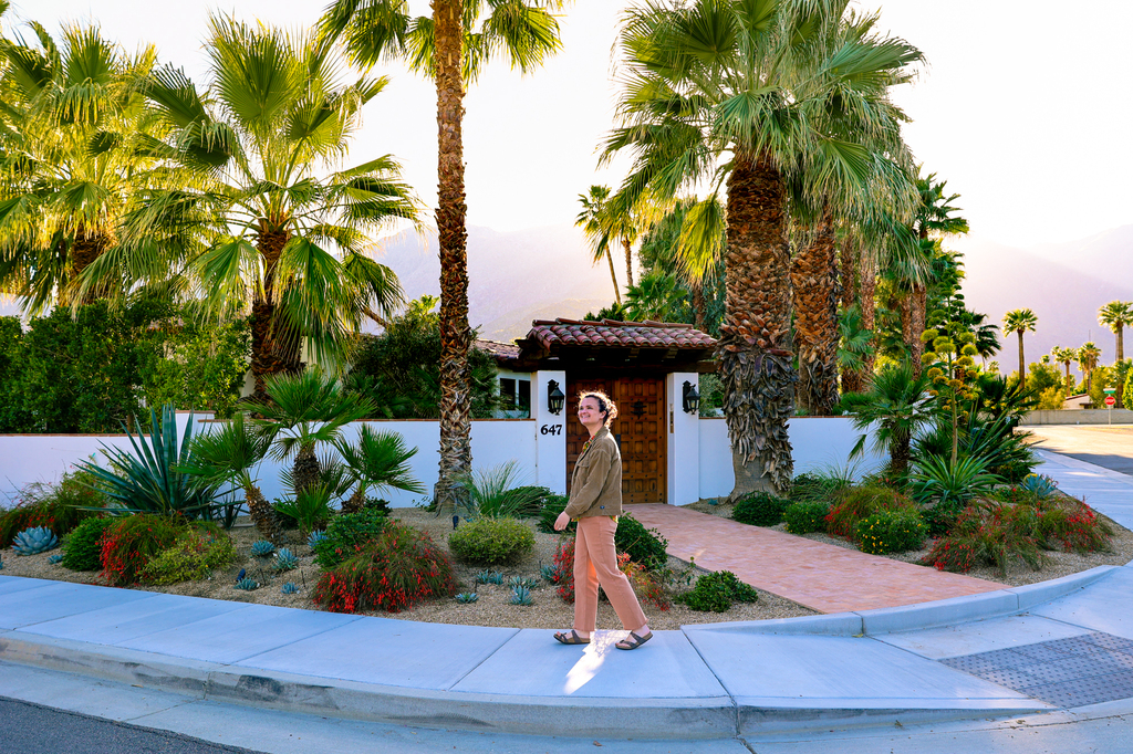 Admiring the mid century and Spanish Colonial Revival homes in palm springs 