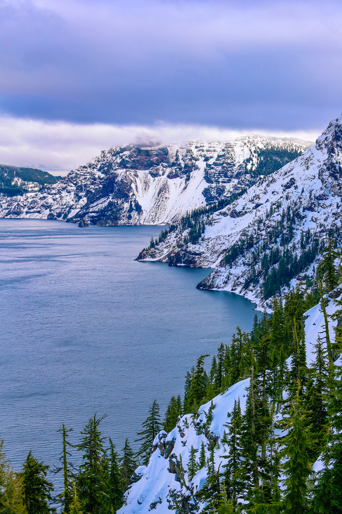 Visiting crater Lake National Park in winter.