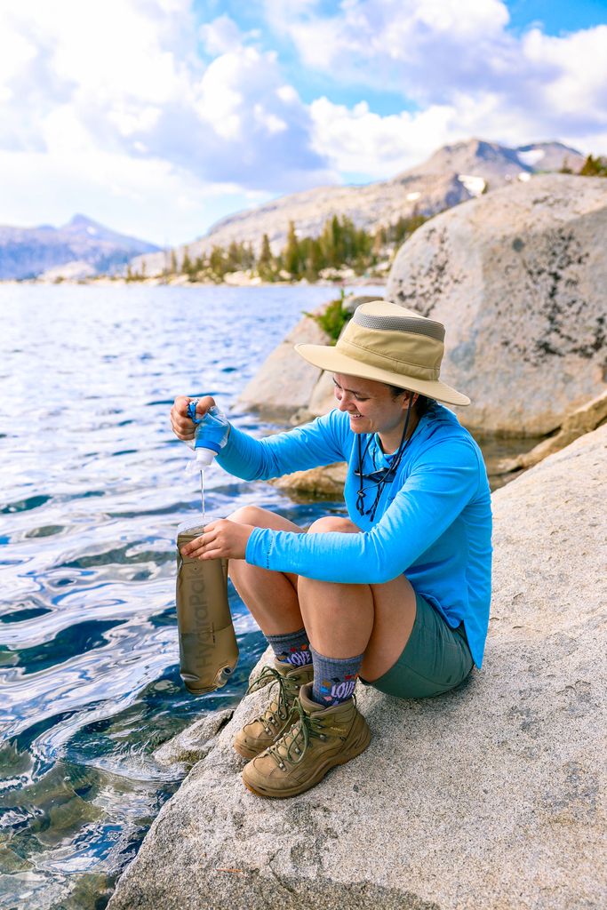 Using a Katadyn BeFree water filter in Desolation Wilderness in Tahoe California