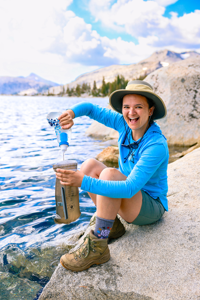 Using a Katadyn BeFree water filter in Desolation Wilderness in Tahoe California