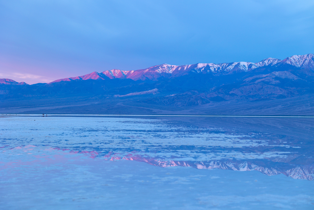 Badwater basin at sunrise in Death Valley National Park, California USA