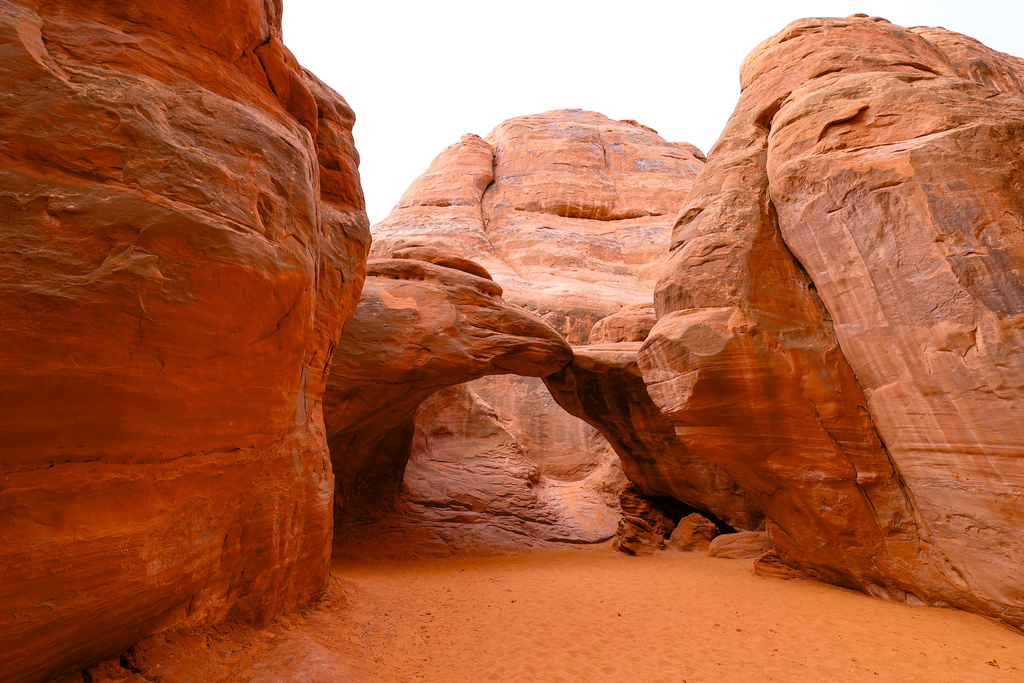 Sand dune arch in Arches National Park.