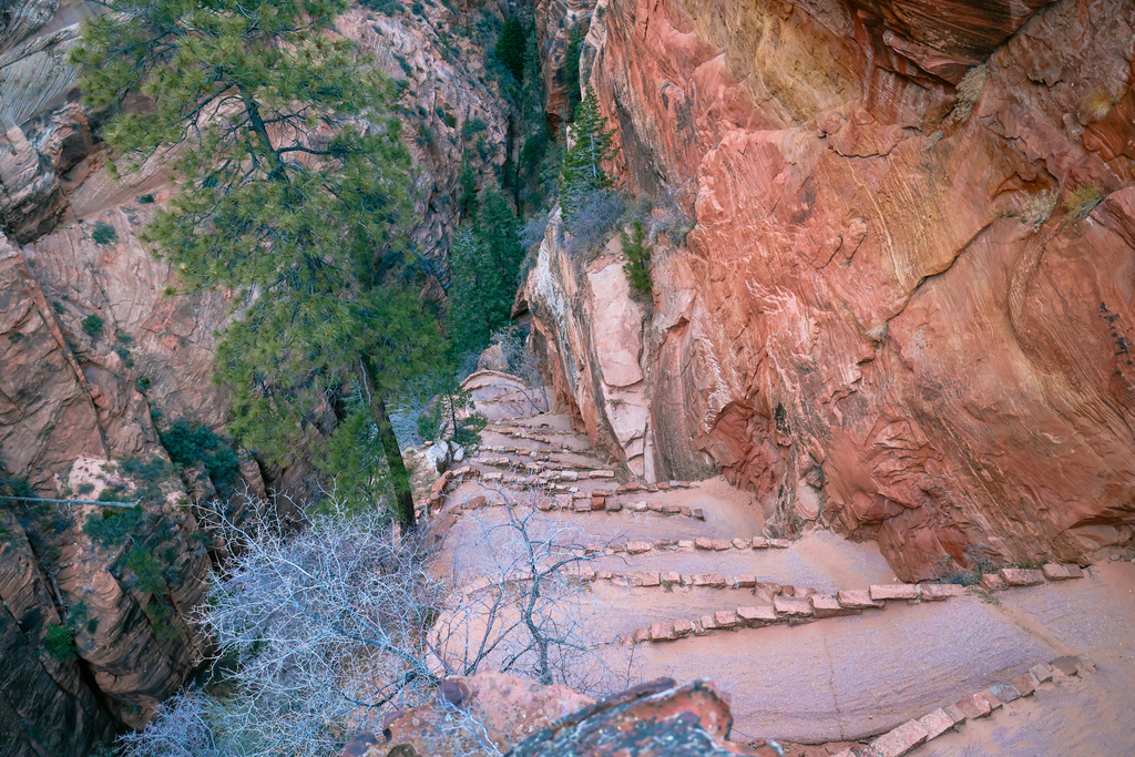 The walters wiggles portion of Angels Landing hike and scout overlook hike in Zion National Park