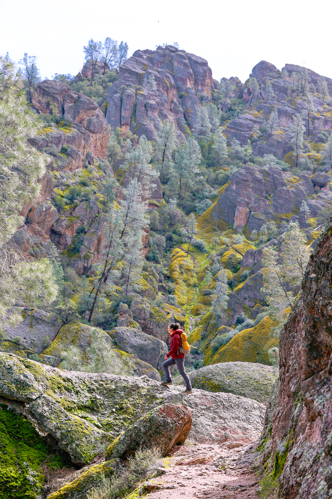 Hiking the Old Pinnacles Trail to Balconies trail in pinnacles and entering the balconies cave in pinnacles national park