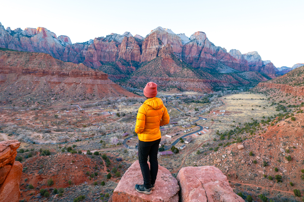 Sunset along the watchman trail in Zion National Park