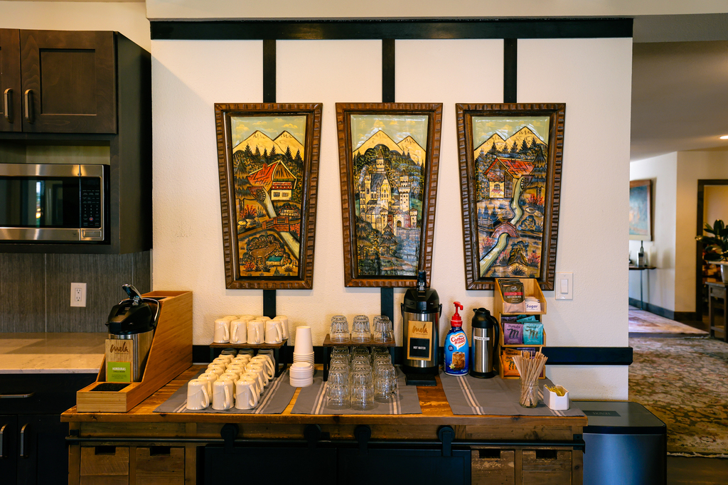 Local coffee bar art the blue elk inn in Leavenworth