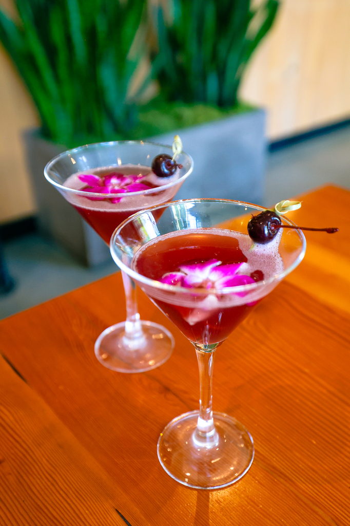 seasonal cherry blossom-themed menu at Grays restaurant in vancouver washington