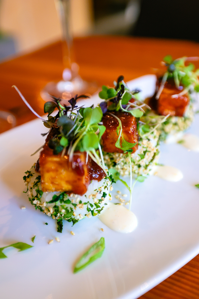 seasonal cherry blossom-themed menu at Grays restaurant in vancouver washington