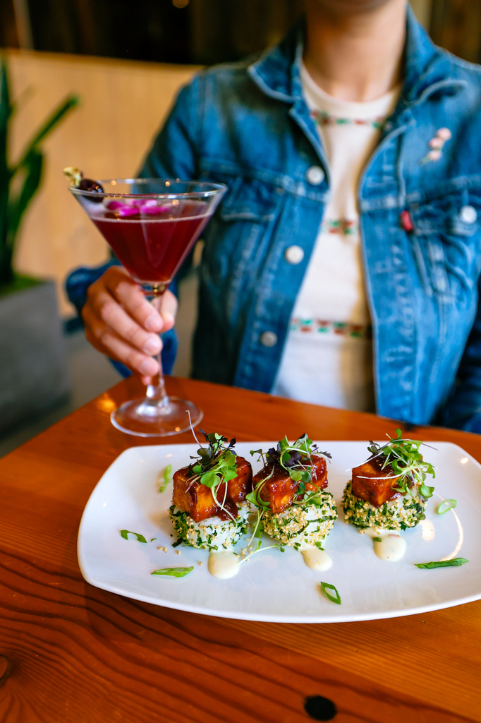 seasonal cherry blossom-themed menu at Grays restaurant in vancouver washington