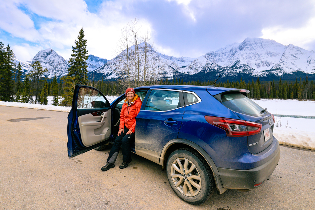 Driving the ice fields parkways in jasper in winter