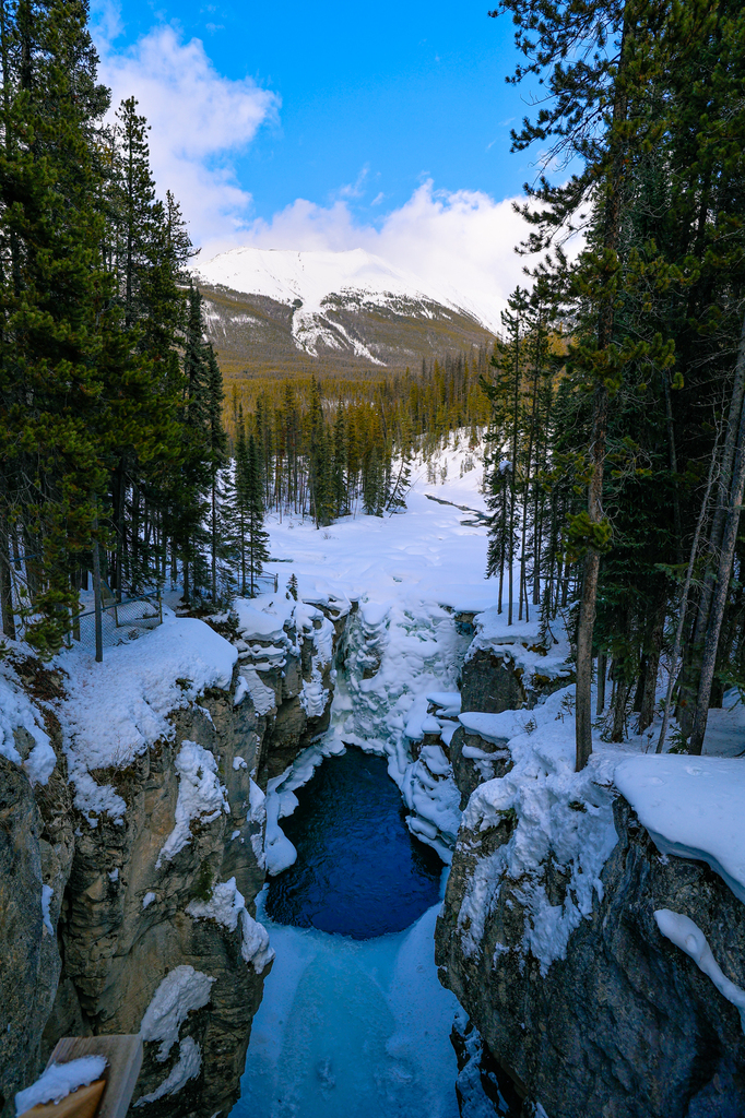 Sunwapta Falls in winter in Jasper National Park