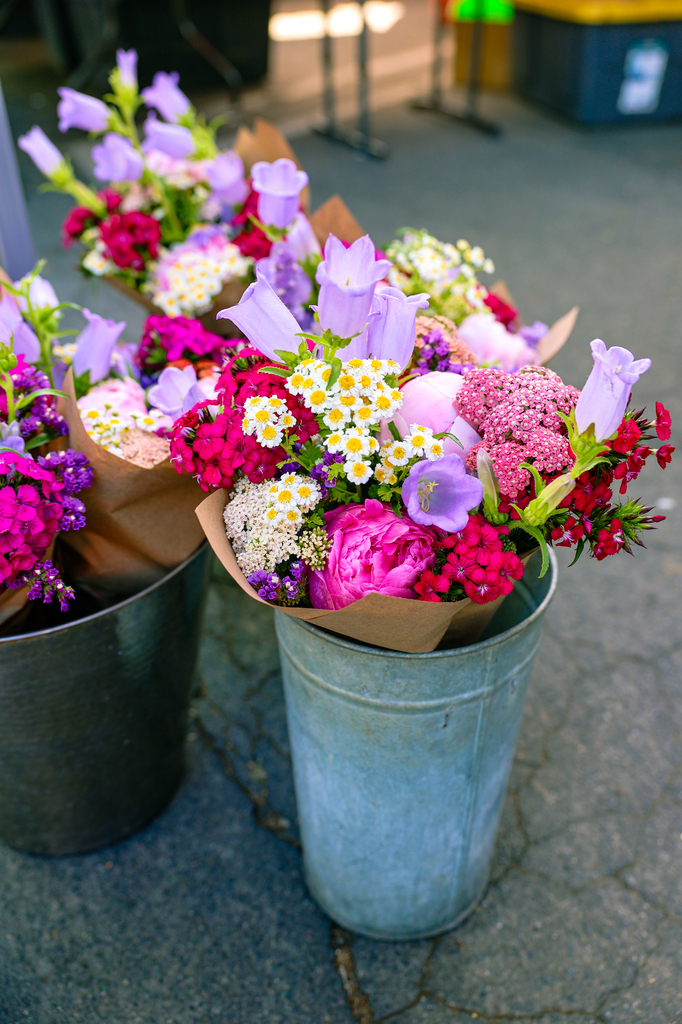 Flowers at the Chico certified farmers market in California