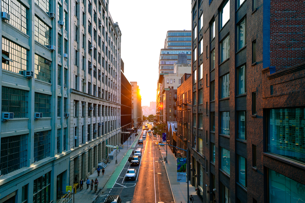 New York City, NYC - view from the High Line in summer in the evening
