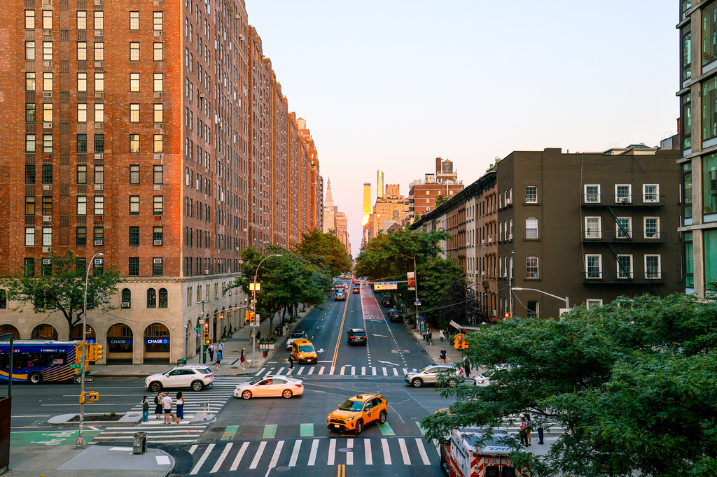 New York City, NYC - view from the High Line in summer in the evening