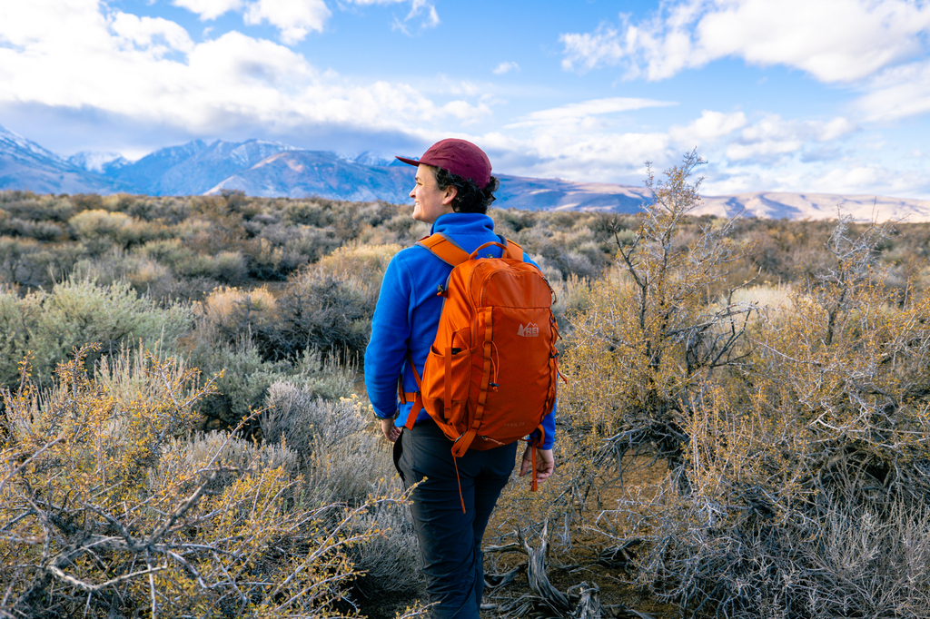 Hiking along Highway 395 in California Eastern Sierra Scenic Byway