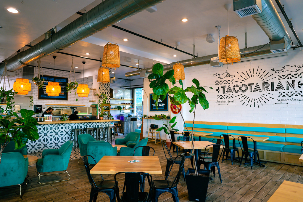dinner at Tacotarian, a plant-based taco spot